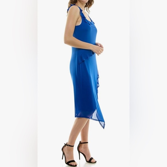 Harlow & Rose Womens Sleeveless Midi Dress with Ruffle Slit - Picture 6 of 8